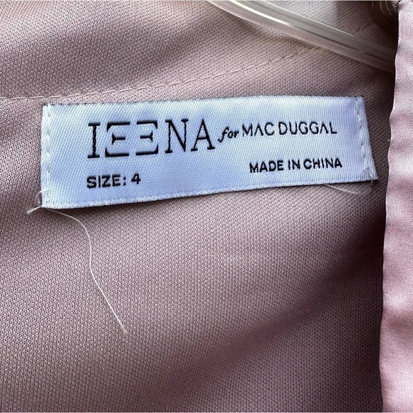 NWT Ieena for Mac Duggal Satin Surplice Bishop Sleeve Ruched A-Line Gown Sz 4 - Picture 3 of 16